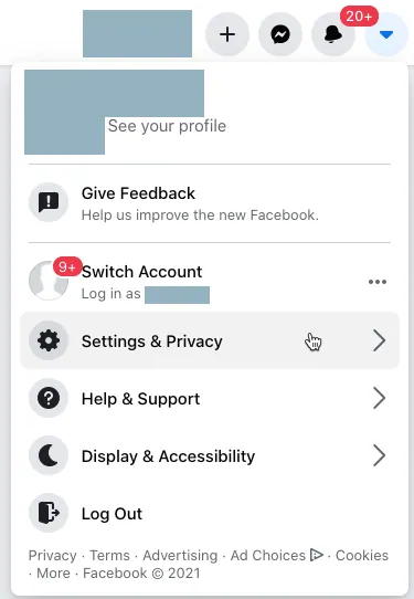 Data Deletion Step 2 – Settings and Privacy